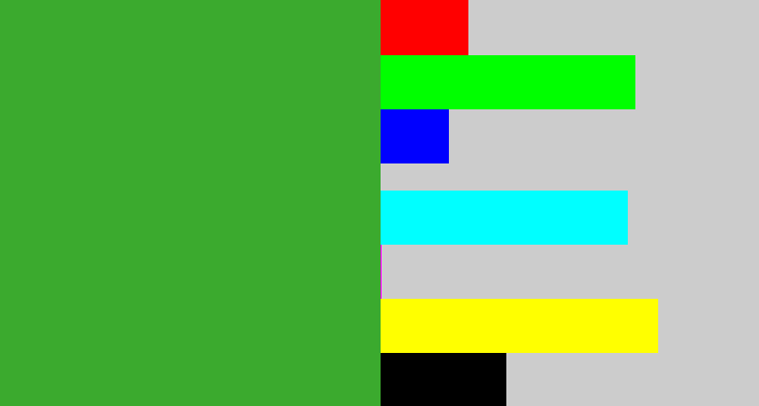 Hex color #3baa2e - medium green