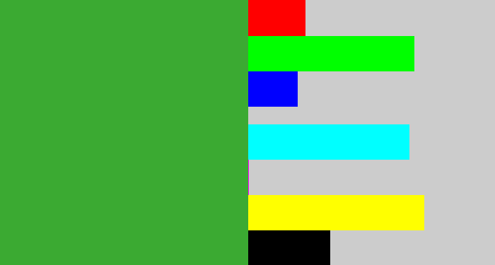 Hex color #3baa32 - medium green