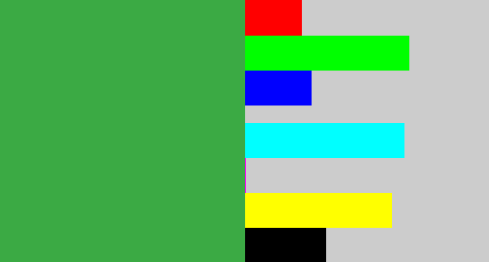 Hex color #3baa44 - medium green