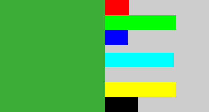 Hex color #3bae37 - medium green