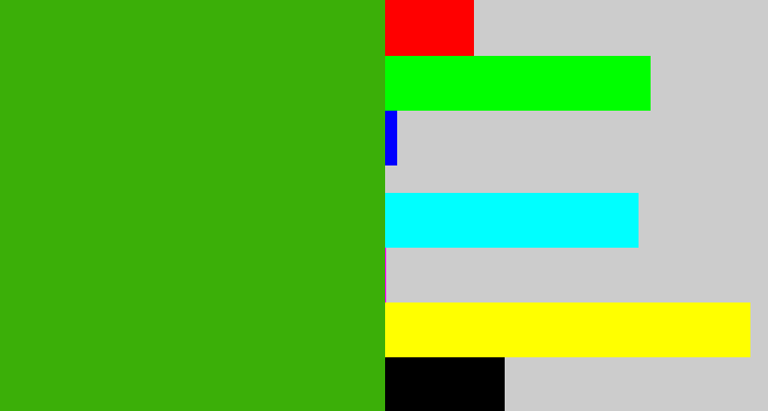 Hex color #3baf08 - grassy green