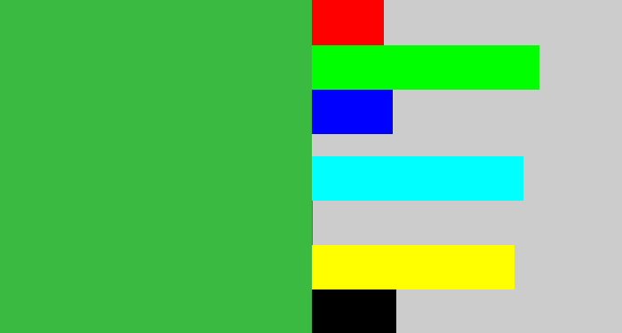 Hex color #3bba42 - medium green