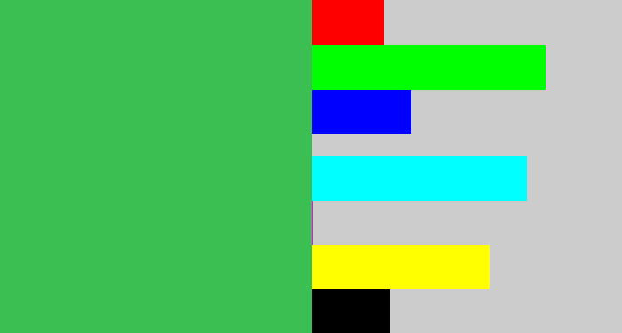 Hex color #3bbf52 - medium green
