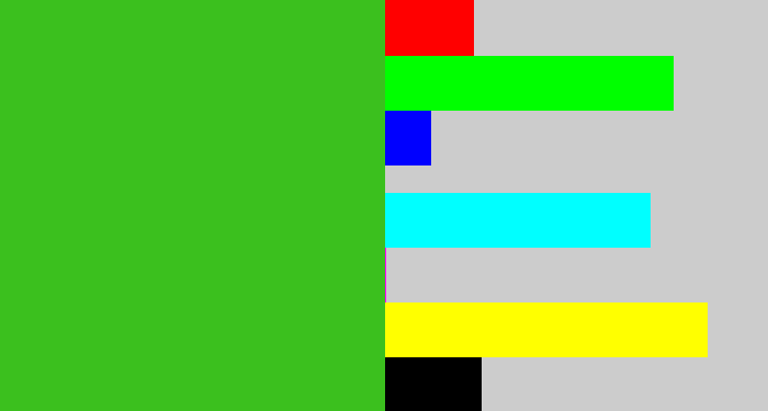 Hex color #3bc01e - frog green