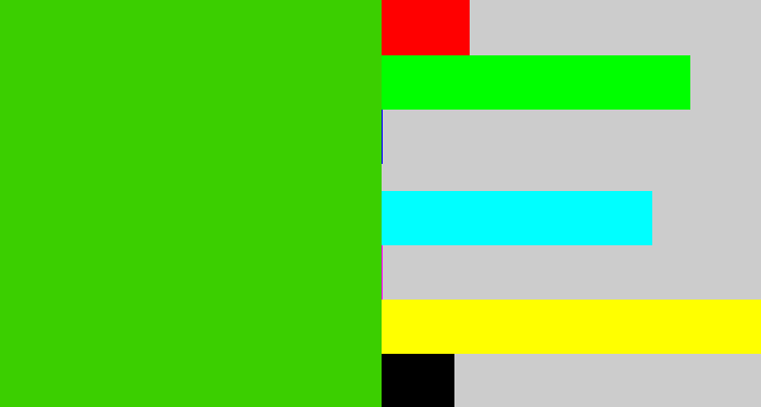 Hex color #3bcf00 - frog green