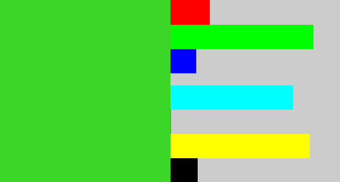 Hex color #3bd627 - vivid green