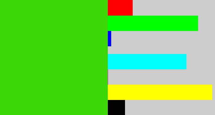 Hex color #3bd707 - vivid green