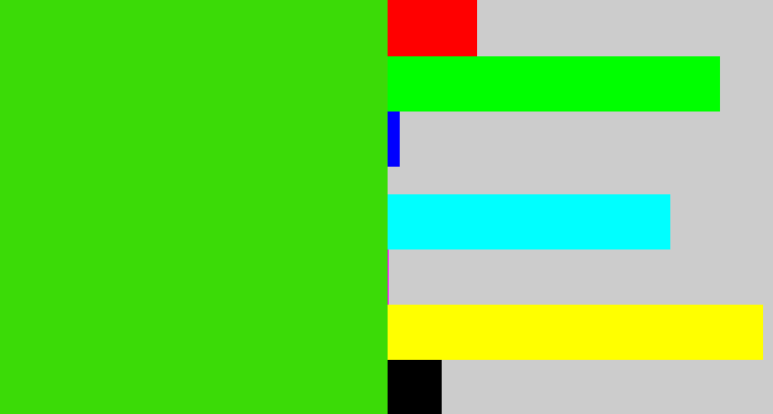 Hex color #3bdb07 - vivid green