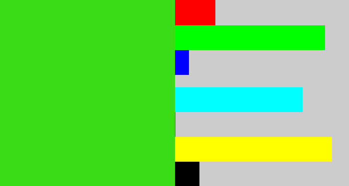 Hex color #3bdc15 - vivid green
