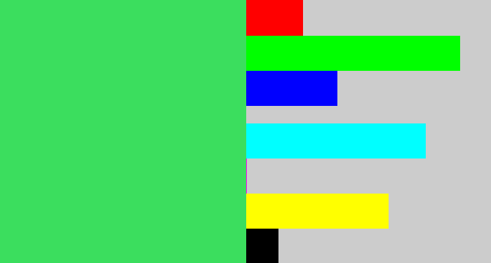 Hex color #3bde5e - weird green
