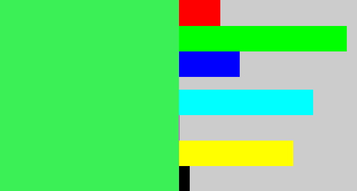 Hex color #3bf057 - bright light green