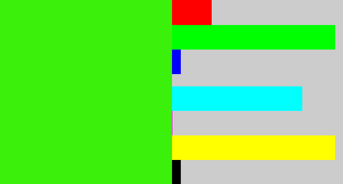 Hex color #3bf10c - vivid green