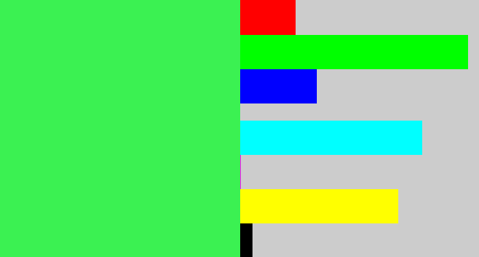 Hex color #3bf152 - bright light green
