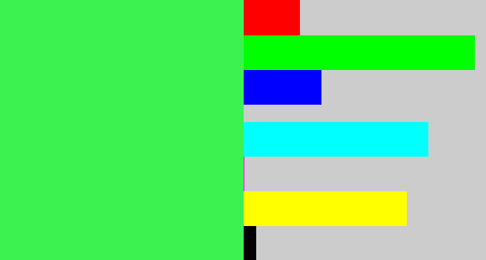 Hex color #3bf251 - bright light green