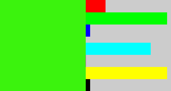 Hex color #3bf30d - vivid green