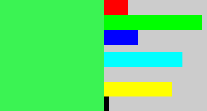 Hex color #3bf353 - bright light green