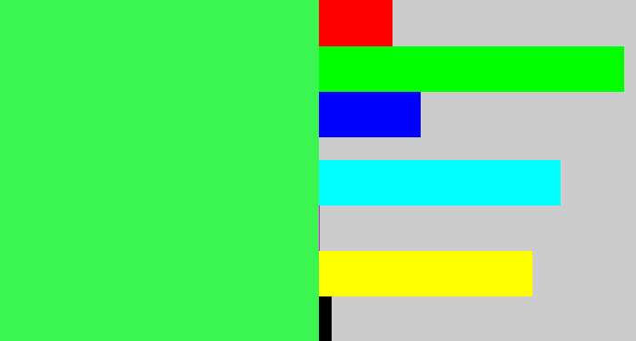 Hex color #3bf551 - bright light green
