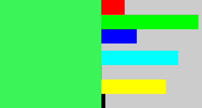 Hex color #3bf558 - bright light green
