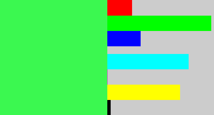Hex color #3bf850 - bright light green