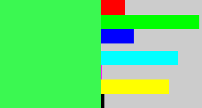 Hex color #3bf851 - bright light green