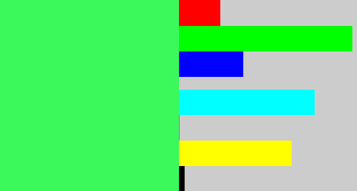 Hex color #3bf85b - bright light green