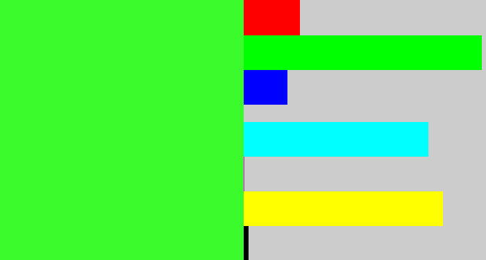 Hex color #3bfb2d - radioactive green