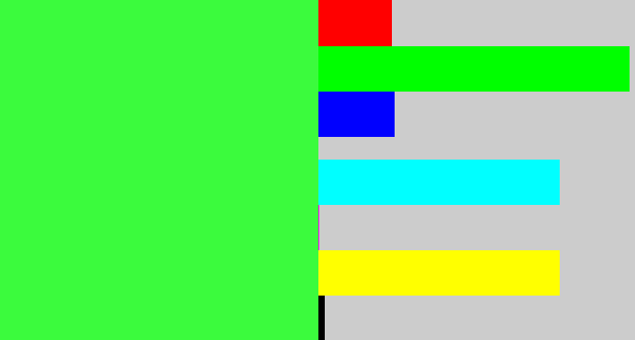 Hex color #3bfb3d - bright light green