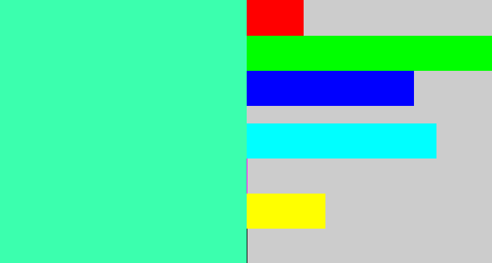 Hex color #3bffae - greenish cyan