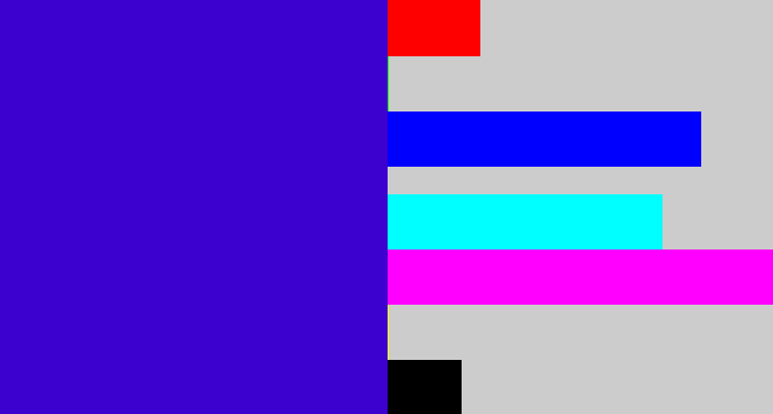 Hex color #3c00cf - violet blue