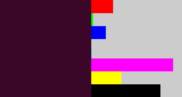 Hex color #3c0628 - dark plum