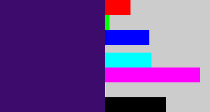 Hex color #3c0b6b - royal purple