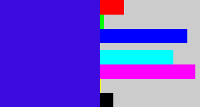Hex color #3c0bdd - violet blue