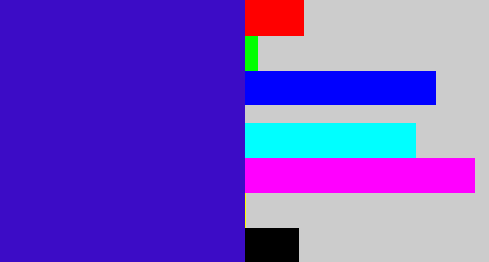 Hex color #3c0cc6 - violet blue