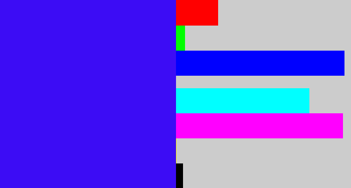 Hex color #3c0cf5 - blue/purple