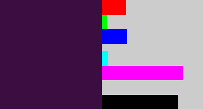 Hex color #3c0d40 - dark purple