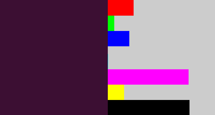 Hex color #3c0f33 - aubergine