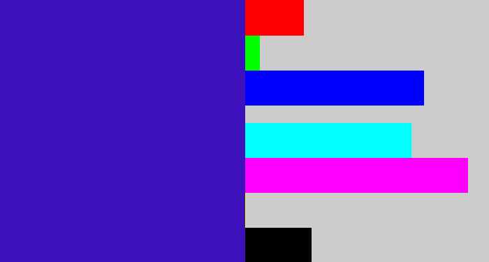 Hex color #3c10bb - indigo blue