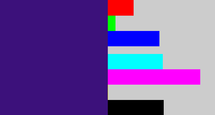 Hex color #3c117b - indigo