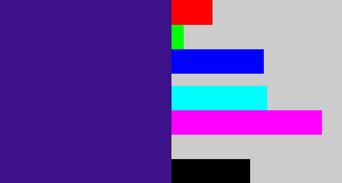 Hex color #3c1189 - indigo