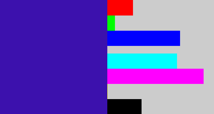 Hex color #3c11ad - indigo blue