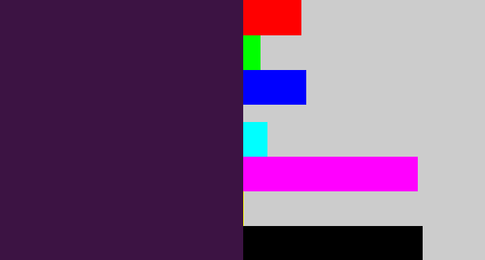 Hex color #3c1343 - dark purple
