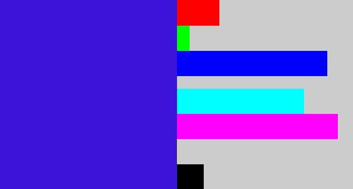 Hex color #3c13d8 - violet blue