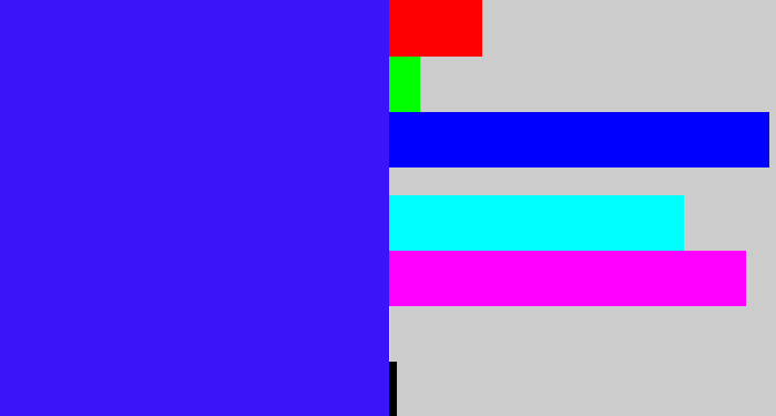 Hex color #3c14fa - light royal blue