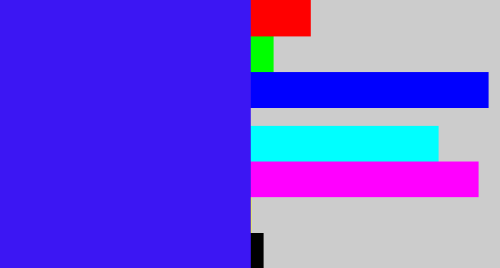 Hex color #3c16f3 - light royal blue
