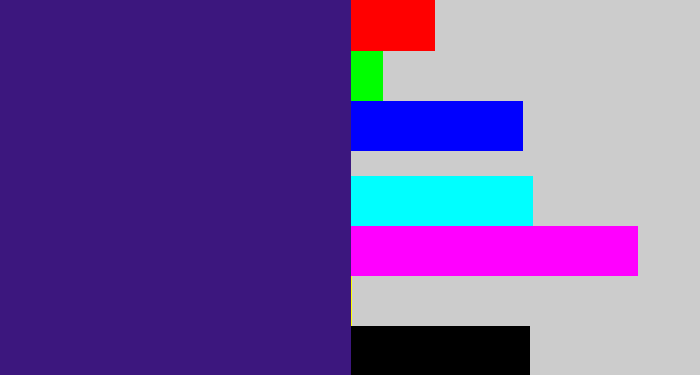 Hex color #3c177e - indigo
