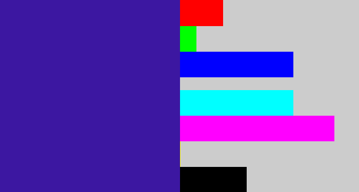 Hex color #3c17a1 - indigo blue