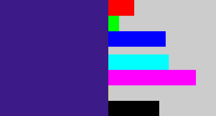 Hex color #3c1a88 - indigo