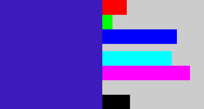 Hex color #3c1abb - indigo blue
