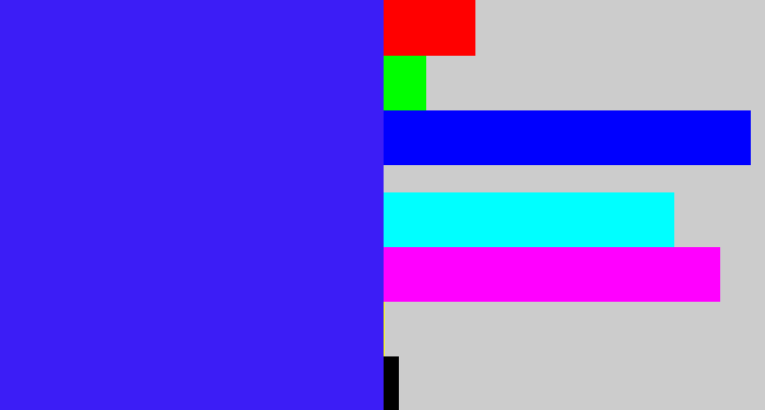 Hex color #3c1df6 - light royal blue