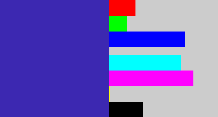 Hex color #3c28b1 - indigo blue